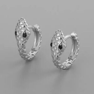 New Drop! Sterling Silver Small Snake Huggie Hoop Earrings Brand New